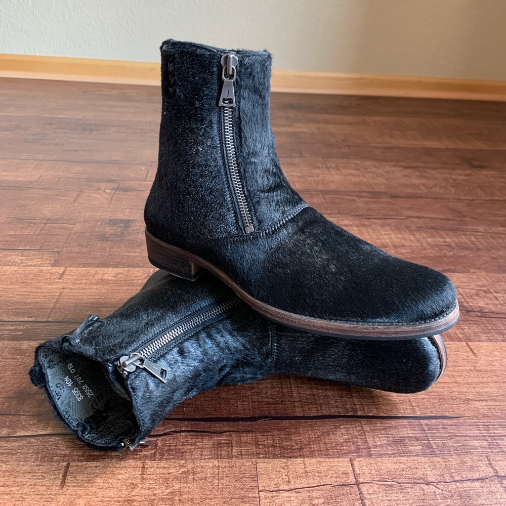 🇺🇸1️⃣John Varvatos Black pony hair 10.5M Chelsea Boots